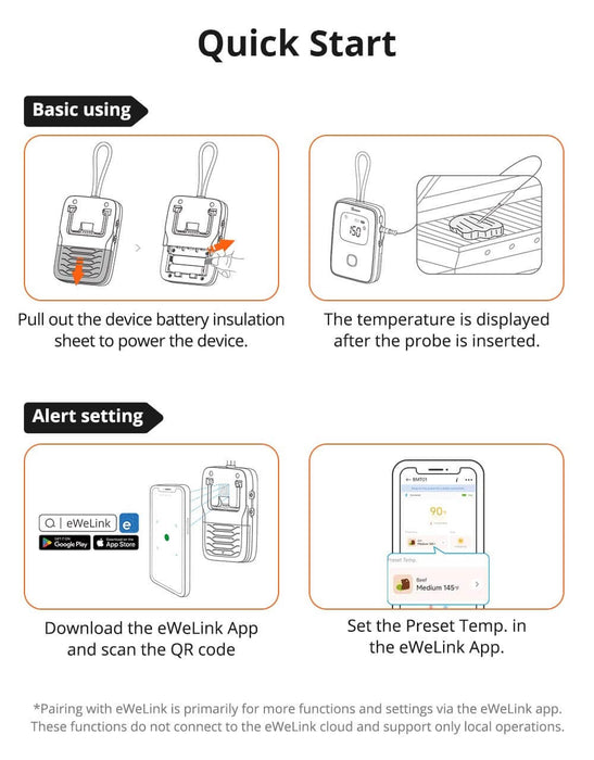 ميزان حرارة لحوم للشواء SONOFF BMT01 مع رصد حرارة عن بُعد وتنبيهات ذكية من sonoff