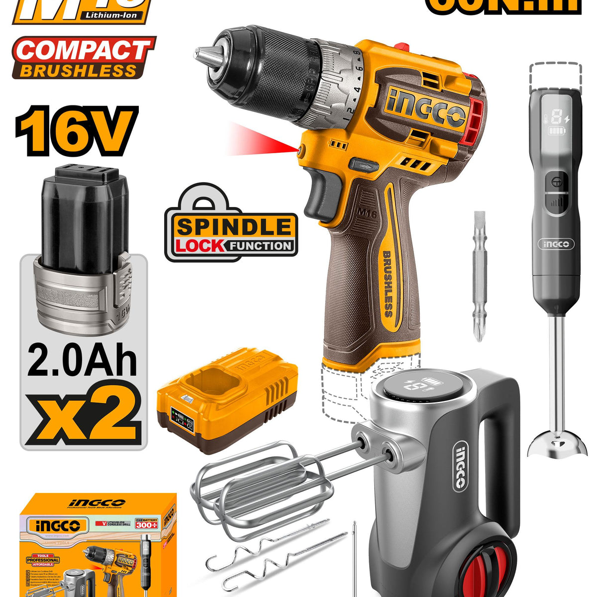 Special offer: INGCO 16V 3-piece cordless drill set — جعفر شوب