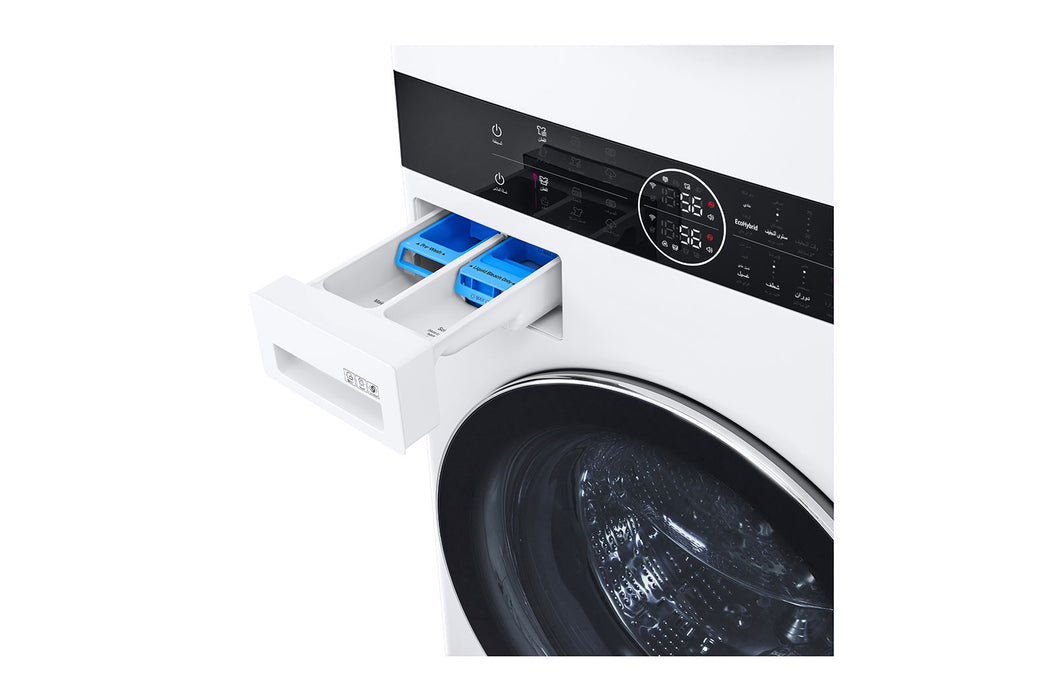 غسالة ونشافة تحميل أمامي ™LG WashTower مع لوحة تحكم مركزية ، لون أبيض، 17 كغم غسالة و 16 كغم نشافة