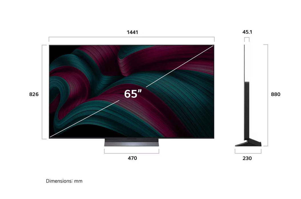 تلفزيون LG OLED evo AI C5 مقاس 65 بوصة بدقة 4K 144Hz ومدعوم بجهاز التحكم AI Magic remote وواجهة webOS25 طراز عام 2025