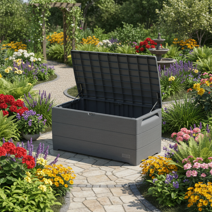 خزانة تخزين حدائق مع قفل وأرضية مدمجة من كوزموبلست – سعة 416 لتر