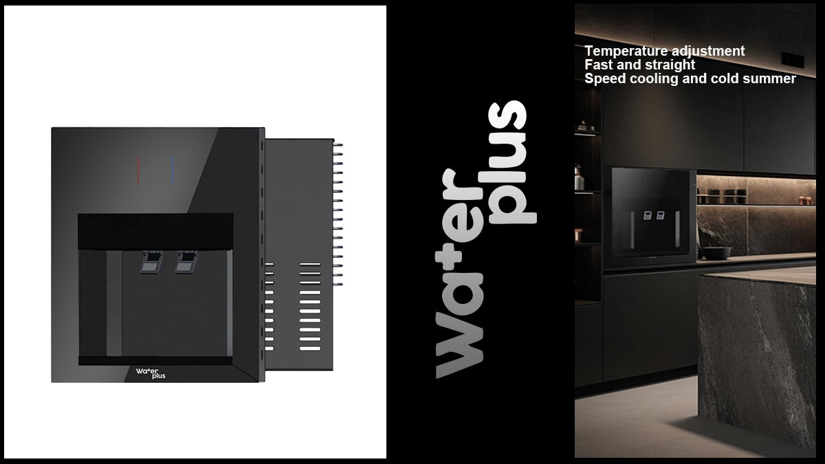 كولر مياه بلت إن زجاج أسود من ووتر بلس