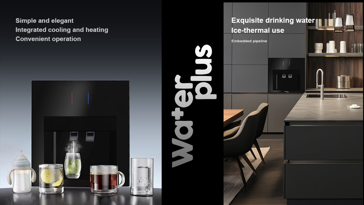 كولر مياه بلت إن زجاج أسود من ووتر بلس