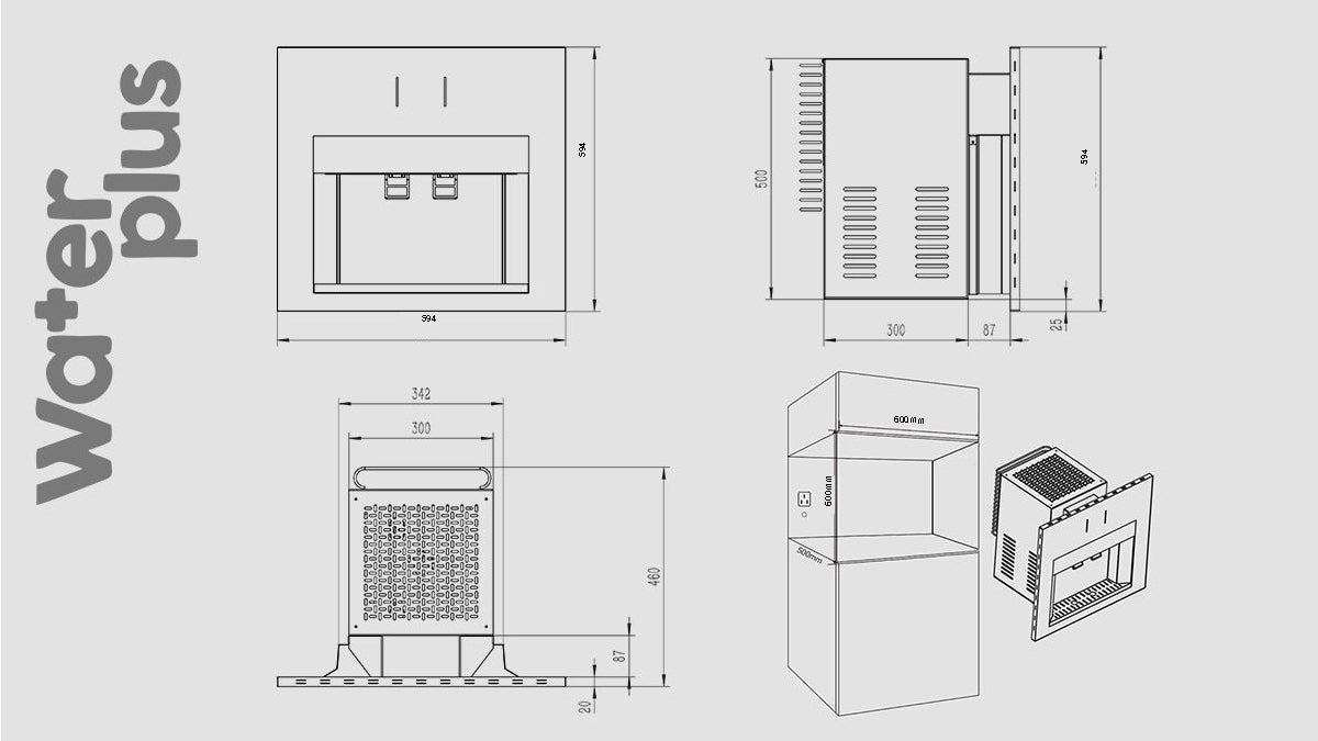 كولر مياه بلت إن زجاج أسود من ووتر بلس
