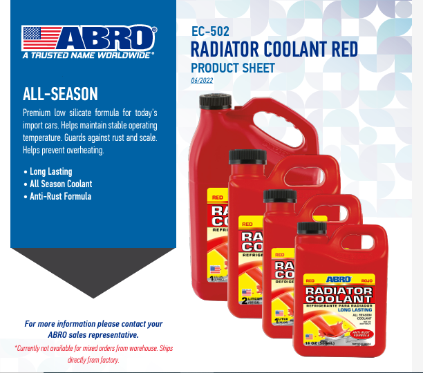 Red Radiator Fluid ABRO Red Radiator Coolant (Gallon) — جعفر شوب