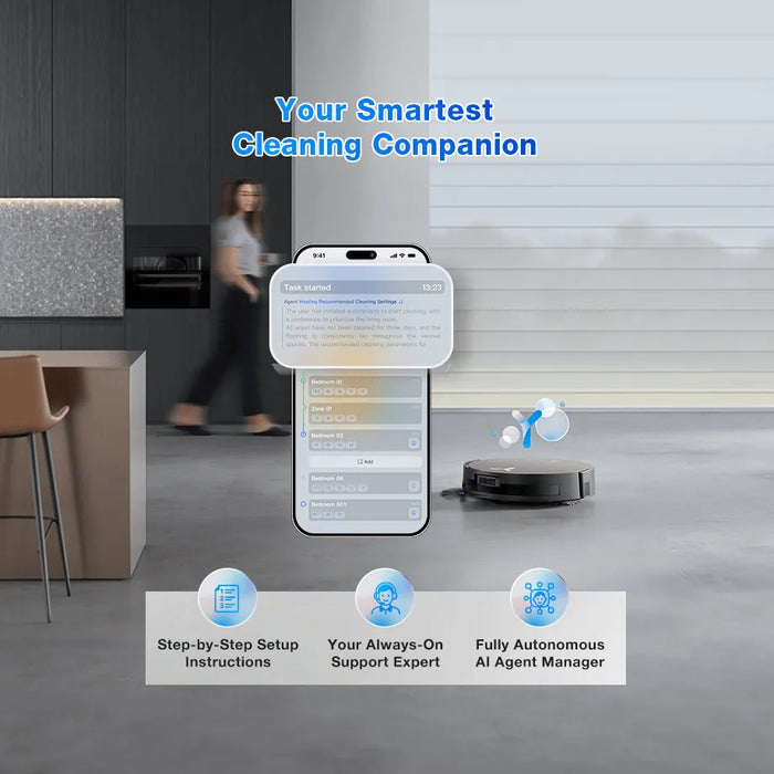 روبوت مكنسة وممسحة لتنظيف قوي وسهل بفضل الشحن السريع من Ecovacs