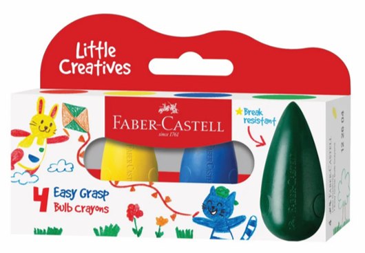 أقلام شمع سهلة الإمساك 4 قطع بألوان زاهية وقابلة للغسل من Faber Castell