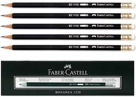 قلم رصاص أسود FC بلاكليد HB بلاك BX-12 بصلابة متوازنة وتصميم كلاسيكي مقاوم للكسر من Faber Castell