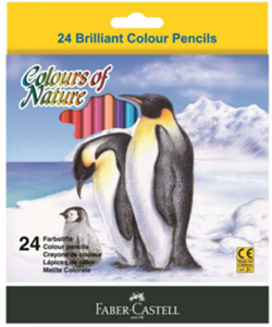 صندوق أقلام تلوين طويلة ٢٤ لون زاهي بتصميم مريح وميزة عدم انكسار القلب من Faber Castell