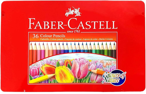 طقم أقلام تلوين كلاسيكية 36 قطعة بزاوية مسطحة وتصميم سداسي مريح من Faber Castell