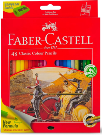 طقم أقلام تلوين 48 قطعة بألوان زاهية وعلبة كرتونية أنيقة من Faber Castell