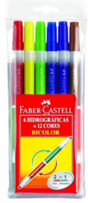 قلم تحديد ملون FC في محفظة 6 قطع مع 12 لوناً قابلاً للغسل وآمن للاستخدام. من Faber Castell