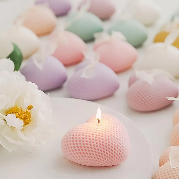 شموع القلب ثلاثية الأبعاد المعطرة - 3 قطع شمع صويا طبيعي