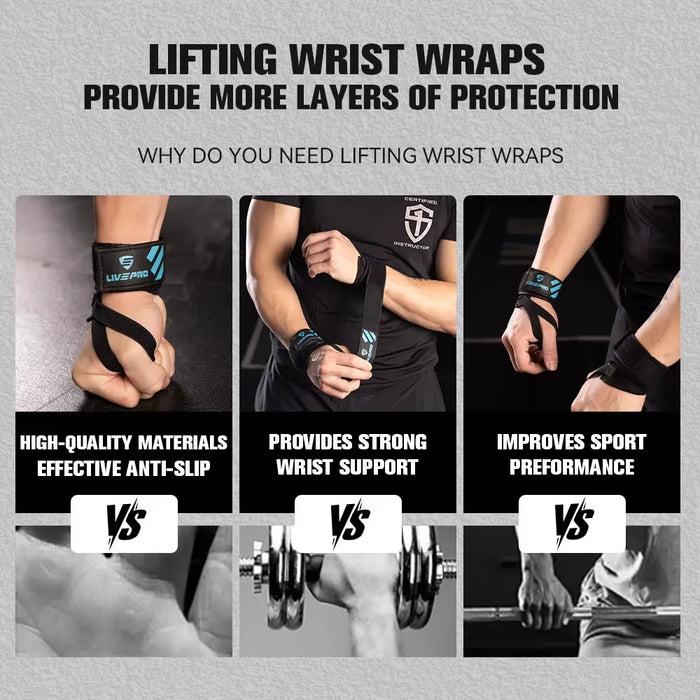 أربطة معصم احترافية لرفع الأوزان - LP8702 مصنوعة من خامات متينة ومرنة لتعزيز قوة القبضة والتحكم بالأوزان.