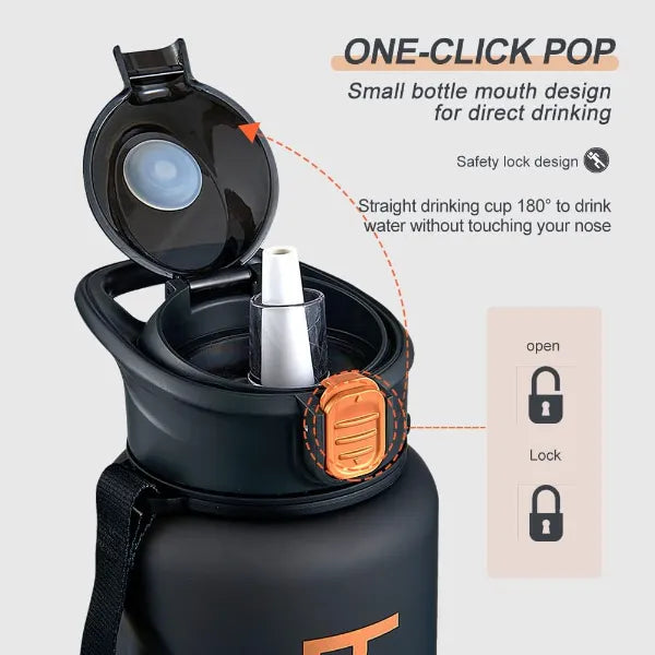 مطرة ماء رياضية سعة 2200 مل من تصميم مبتكر ومريح – تعزز الصحة والطاقة طوال اليوم