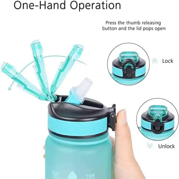 زجاجة مياه بلاستيكية سعة 900 مل بتصميم أنيق وخفيفة الوزن