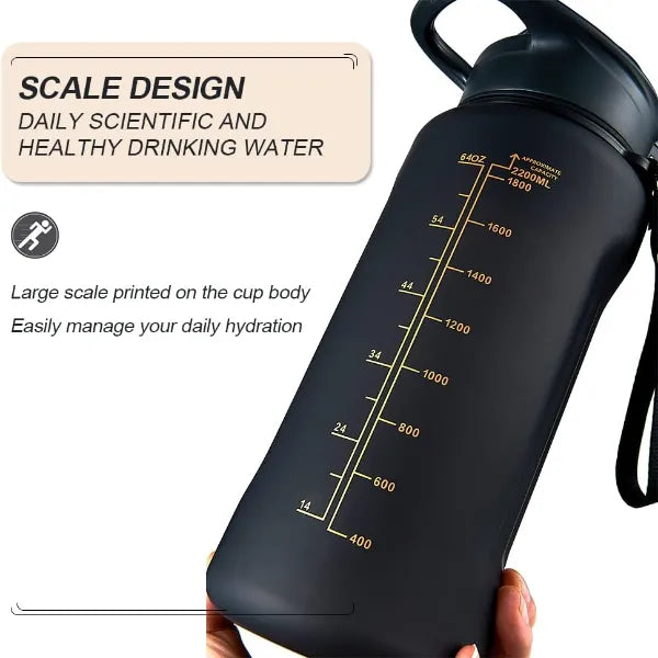 مطرة ماء رياضية سعة 2200 مل من تصميم مبتكر ومريح – تعزز الصحة والطاقة طوال اليوم