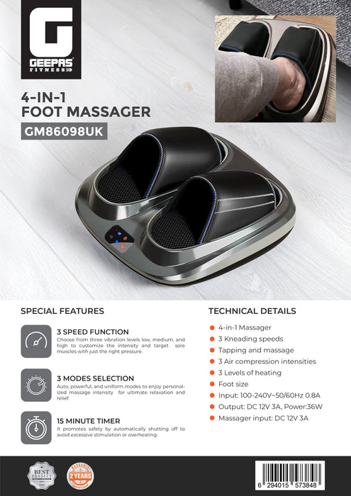 جهاز التدليك للأقدام متعدد الوظائف 4-في-1 من جيباس