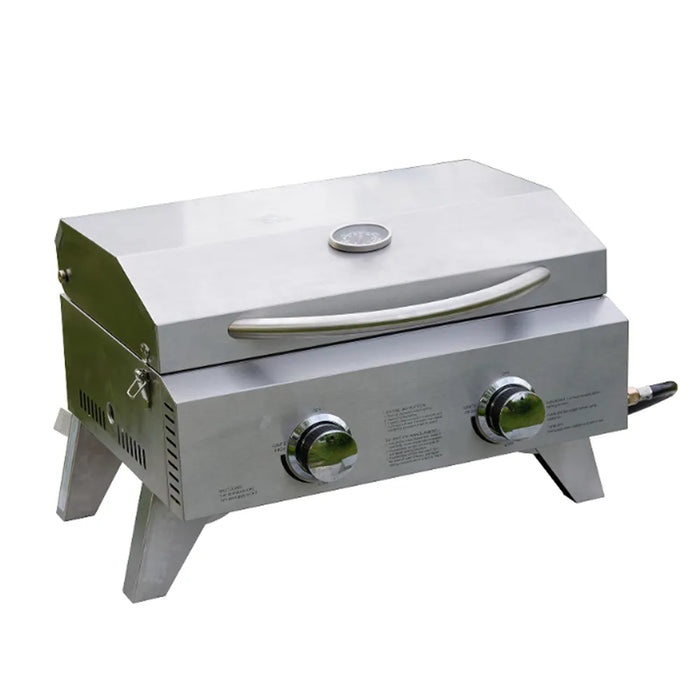 شواية الغاز المحمولة في الهواء الطلق من فولاذ مقاوم للصدأ 2 شعلات 10,000 BTU