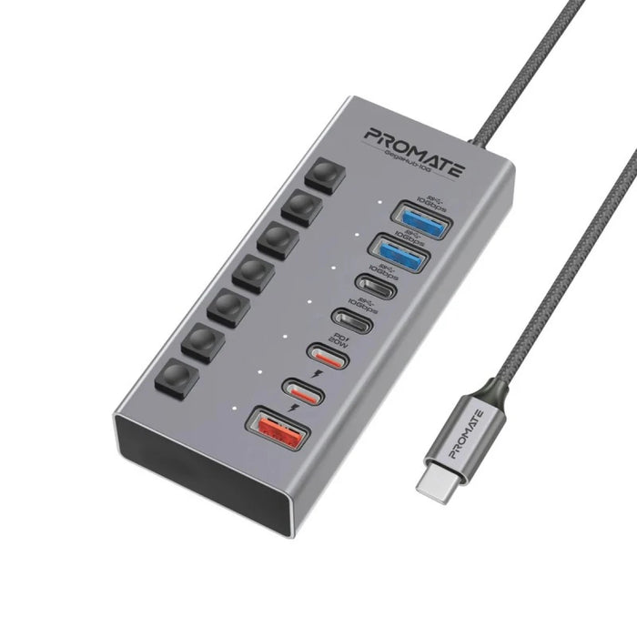 موزع USB-C جيجا هب 7 في 1 بسرعة 10Gbps وشحن 20W من PROMATE