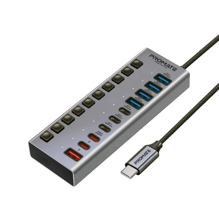 موزع USB-C متعدد المنافذ جيجا هاب 5G بـ 10 منافذ وسرعة 5 جيجا من PROMATE