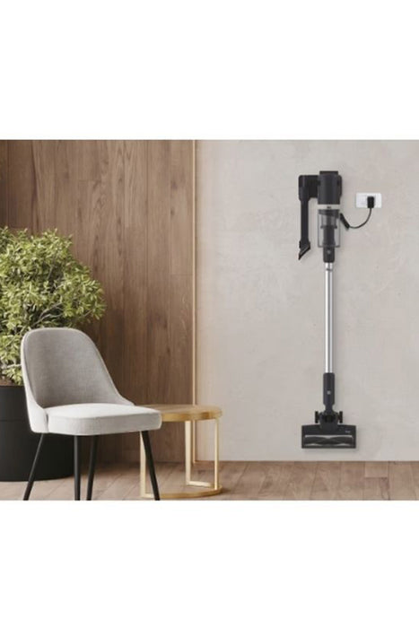 مكنسة هوفر GO اللاسلكية 200 واط، 25.9 فولت، 45 دقيقة، مع فرشاة LED زرقاء رمادية.