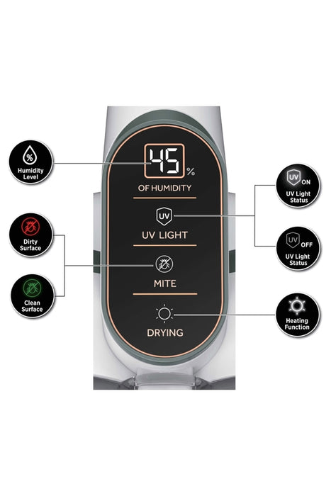 مكنسة المراتب هوفر 400 واط HMC5 مع مصباح UV-C وأربع وظائف بيضاء مثلجة