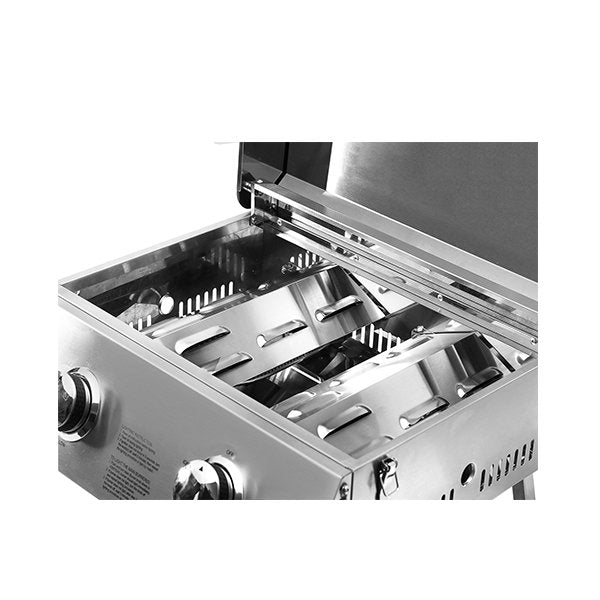 شواية الغاز المحمولة في الهواء الطلق من فولاذ مقاوم للصدأ 2 شعلات 10,000 BTU