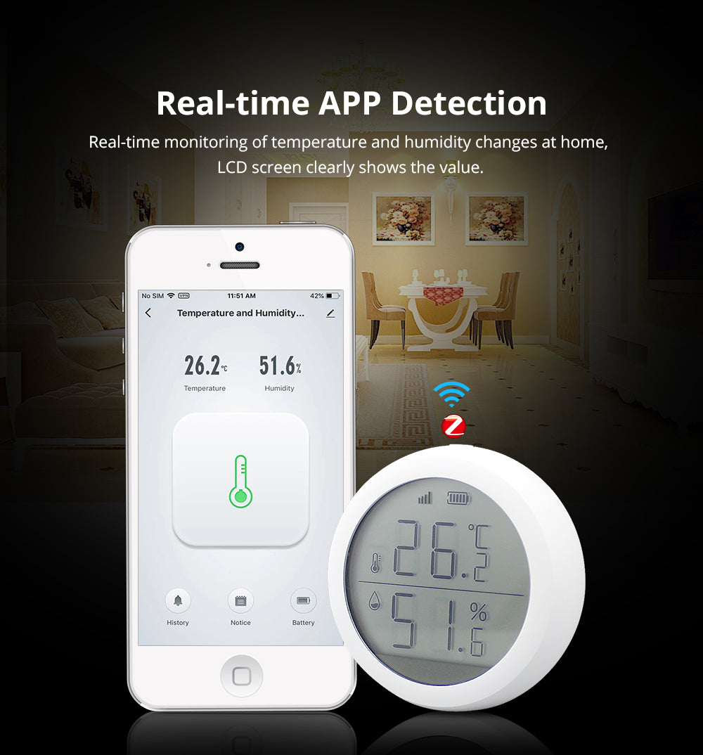 مستشعر درجة الحرارة والرطوبة - Zigbee مستشعر درجة الحرارة والرطوبة - Zigbee