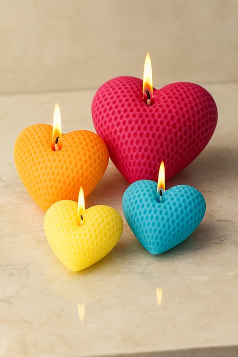 شموع القلب ثلاثية الأبعاد المعطرة - 3 قطع شمع صويا طبيعي