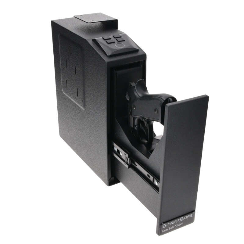 Smart hidden gun safe with fingerprint, code and key