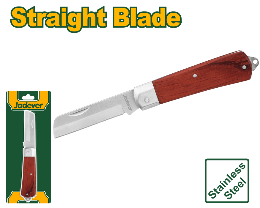 سكين تعرية الكابلات بمقبض خشبي – رأس مستقيم 210 ملم من JADEVER