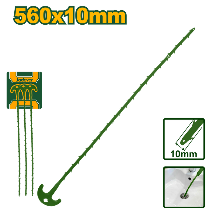 مجموعة أدوات إزالة انسدادات الشعر JADEVER – 3 قطع بطول 560 مم بلاستيك PP