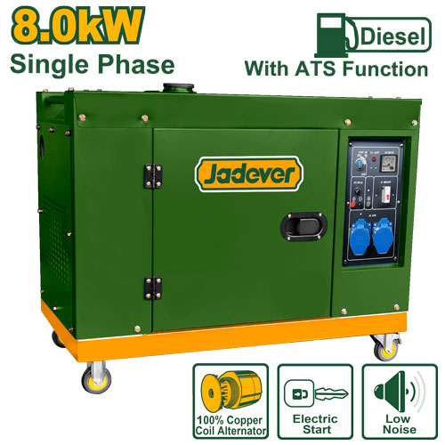 Jadever JDDG2A100-1 مولد ديزل 8 كيلو واط صامت مع لوحة اتوماتيك