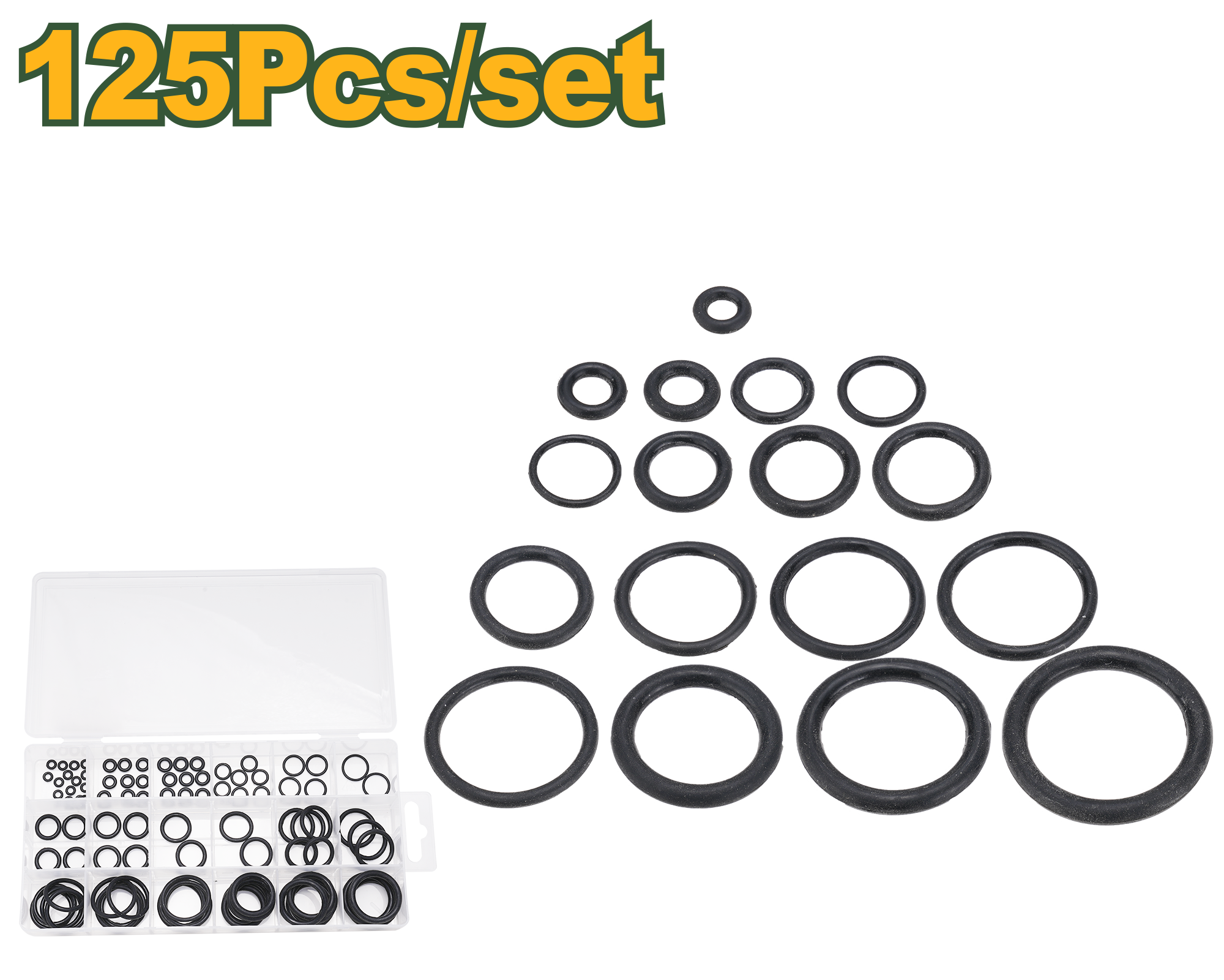 طقم حلقات مطاطية (O-Ring) متنوعة 125 قطعة من JADEVER طقم حلقات مطاطية (O-Ring) متنوعة 125 قطعة من JADEVER