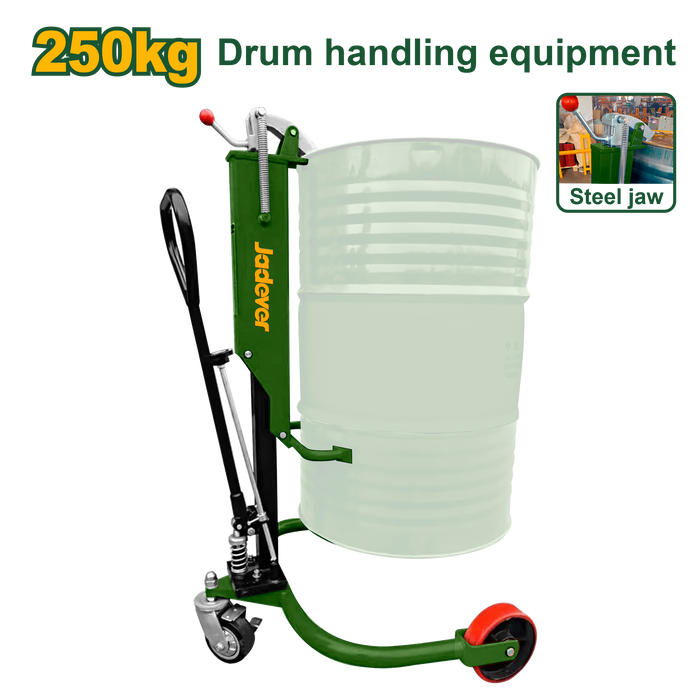 شاحنة تحميل براميل JADEVER بسعة 250 كجم وارتفاع رفع 270 مم للبراميل الفولاذية