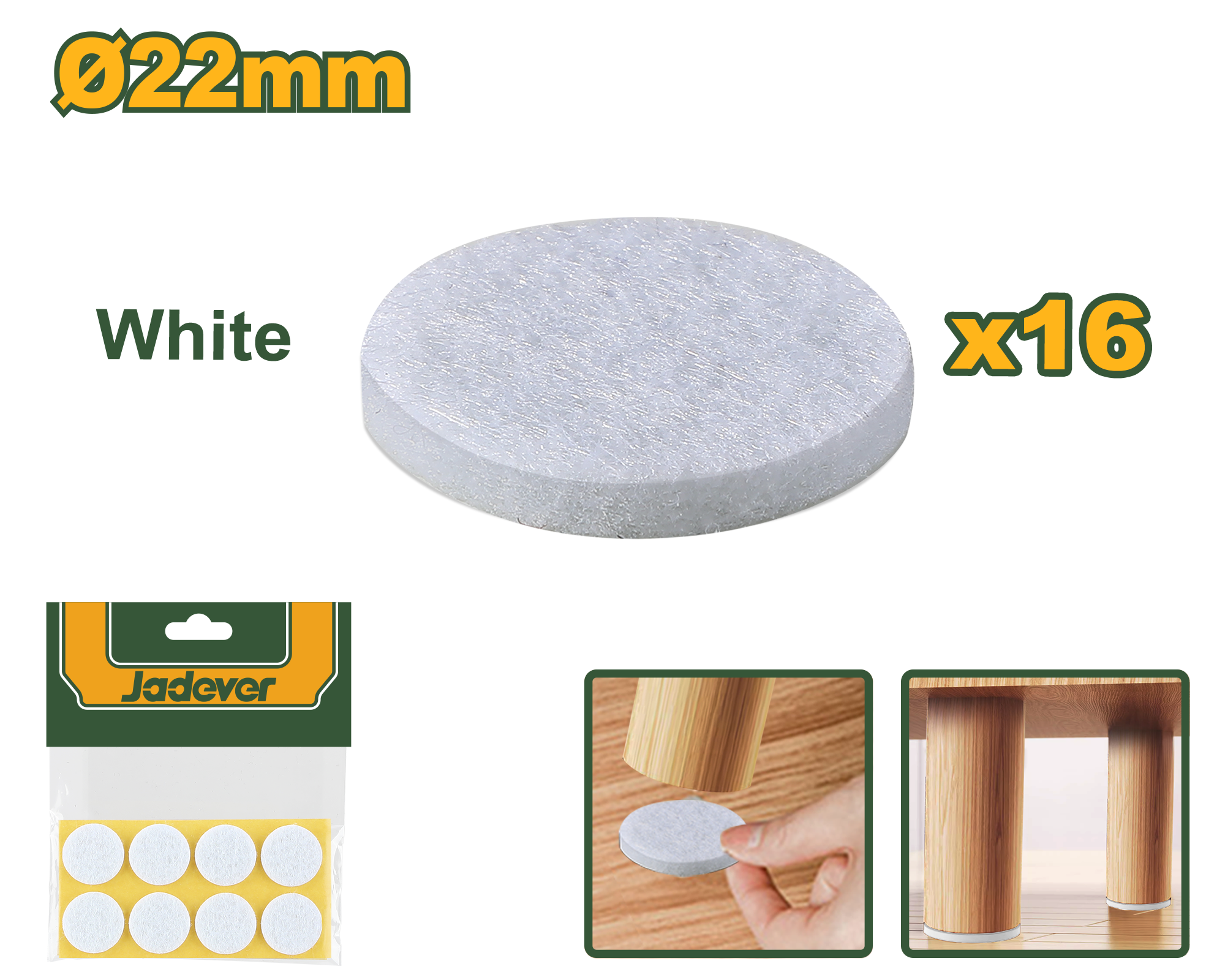 Jadiver 16-Piece White Furniture Leg Insulator - 22mm Diameter Jadiver 16-Piece White Furniture Leg Insulator - 22mm Diameter