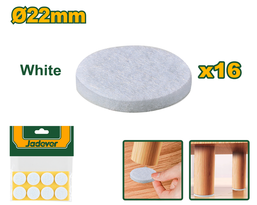 عازل ارجل الاثاث بيضاء مكونة من 16 قطعة - قطر 22 مم، من جادايفر