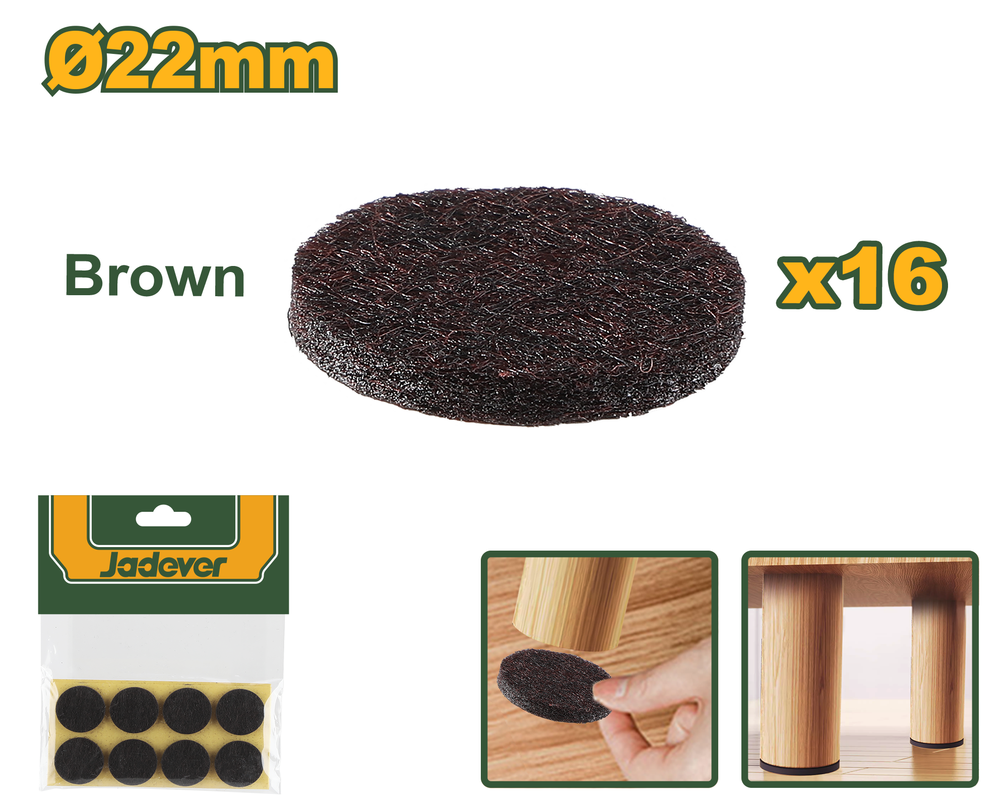 JADEVER Furniture Leg Insulator 22mm Brown - 16 Pieces JADEVER Furniture Leg Insulator 22mm Brown - 16 Pieces