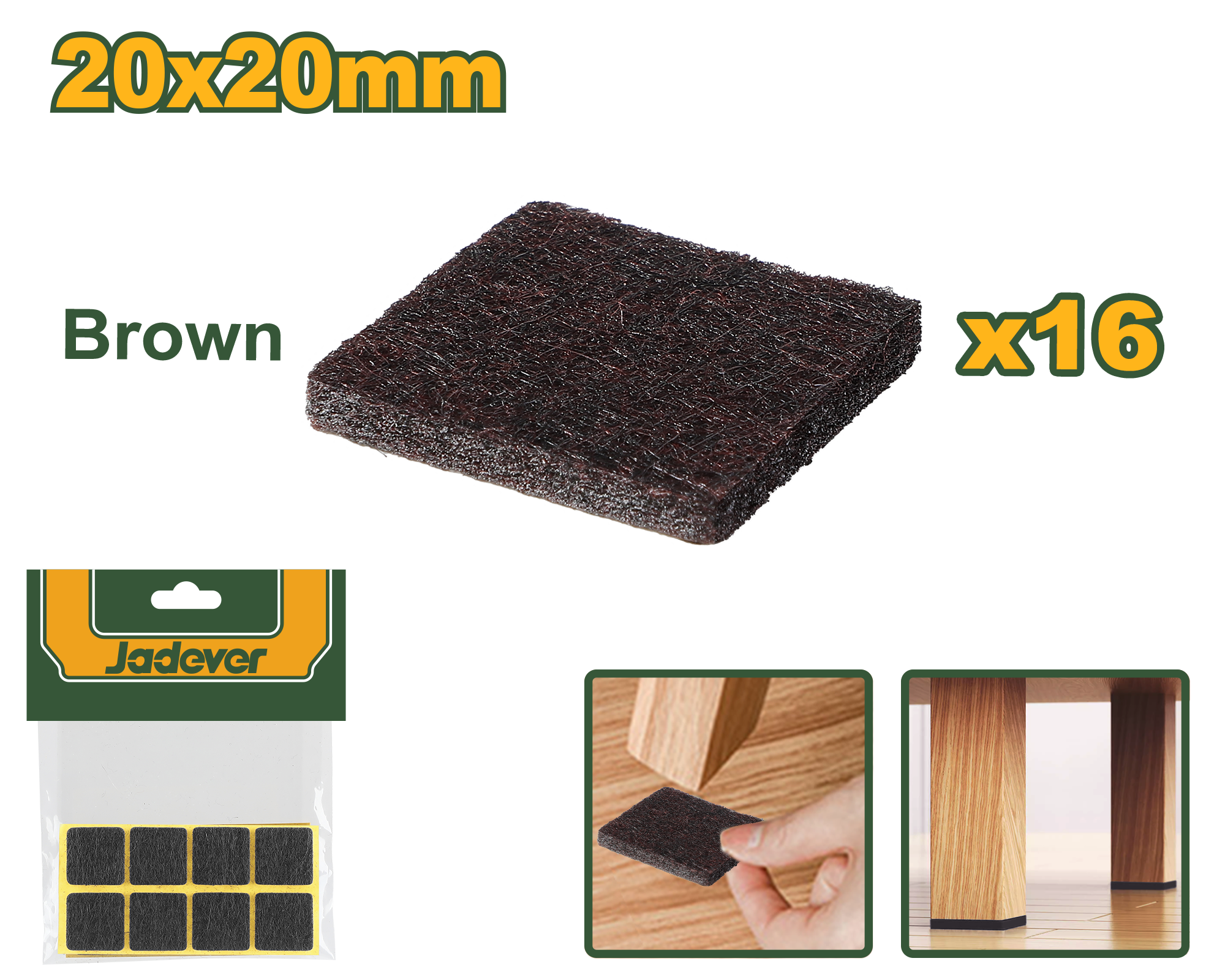 JADEVER Furniture Leg Insulator Black 16 Pieces 20x20mm JADEVER Furniture Leg Insulator Black 16 Pieces 20x20mm