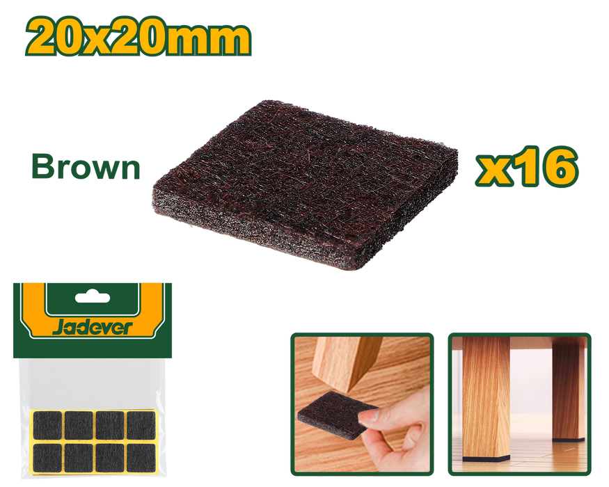 عازل ارجل الاثاث لون اسود من16 قطعة 20x20 مم من جادايفر JADEVER