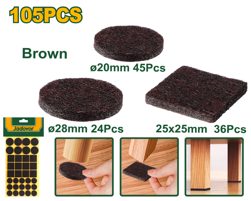 مجموعة وسادات لاصقة ذاتية بني 105 قطعة سمك 3 مم تقليل الضوضاء JDPAS4111