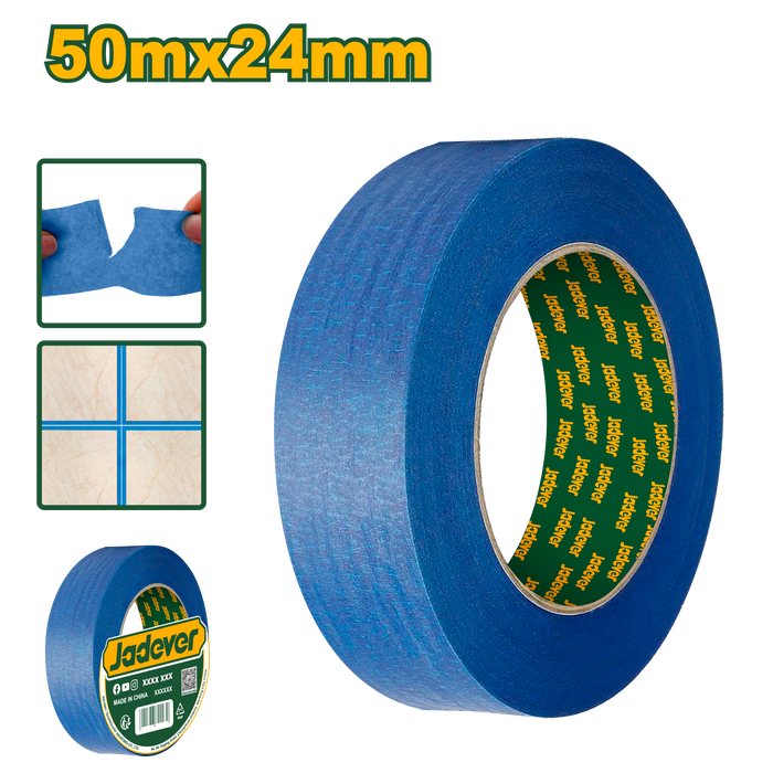 شريط لاصق أزرق JADEVER 24مم × 50م سهل الإزالة للرسم والتحديد