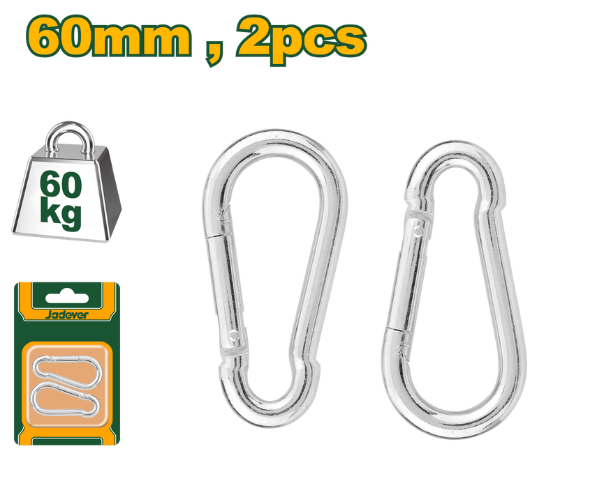 60mm Carbon Steel Climbing Hook - Set of 2, 60kg by JADEVER
