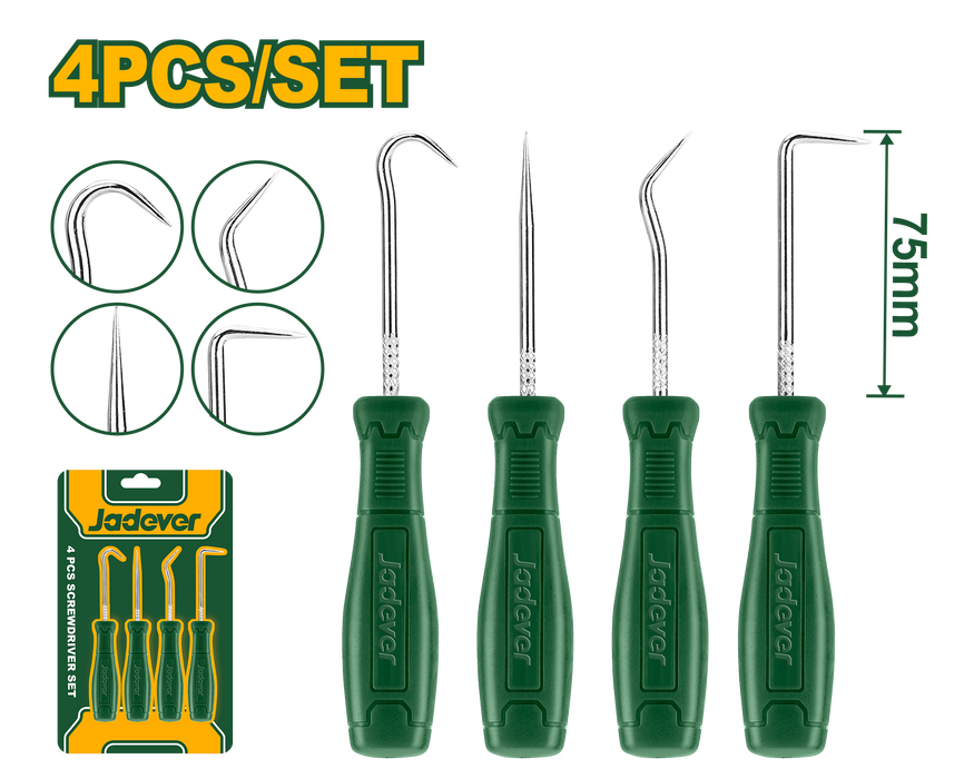 Jadiver 4-Piece Carbon Steel Hook Set, 75mm