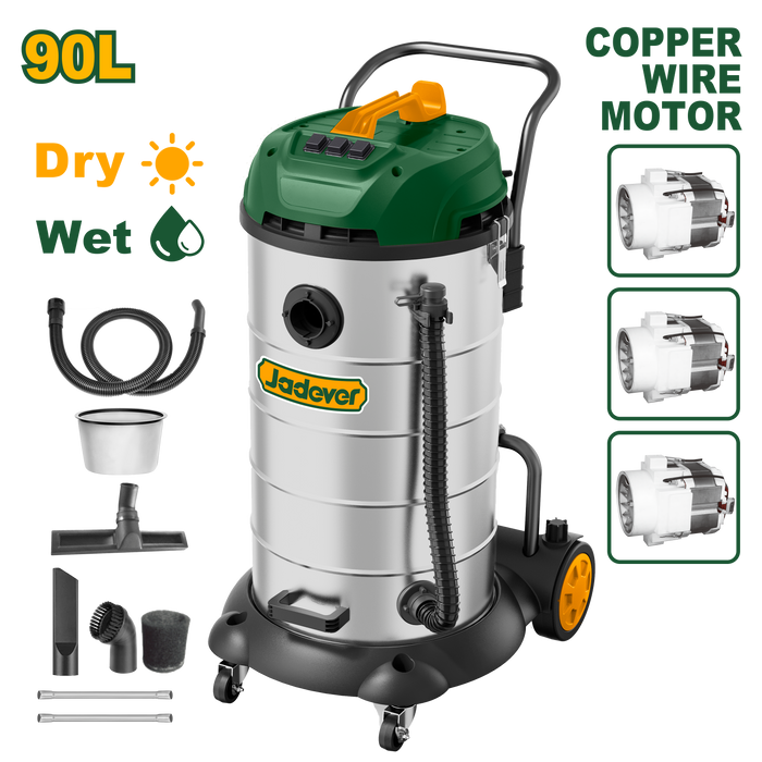 مكنسة كهربائية JADEVER JDVR5A90 سعة 90 لتر 3600 واط مع خزان ستانلس ستيل