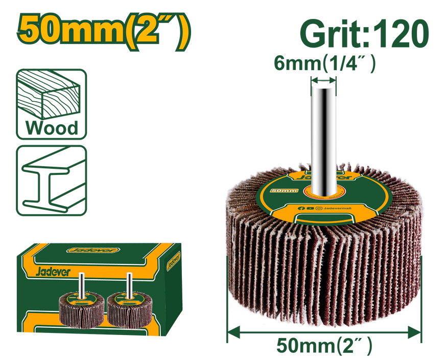 قرص دوار JADEVER 120# للتلميع 50×25×6 مم لأسطح معدنية وخشبية