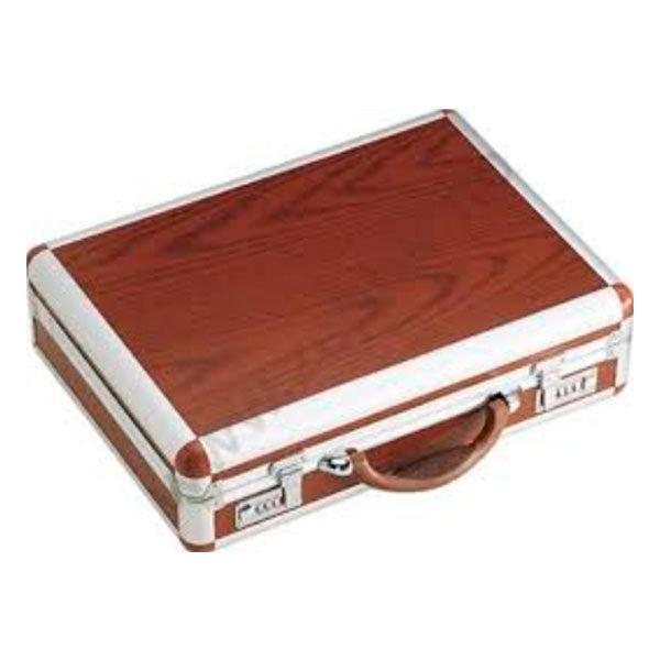 صندوق ألومنيوم مسطح لحفظ أدوات المائدة (بدون صينية داخلية)، لون بني
