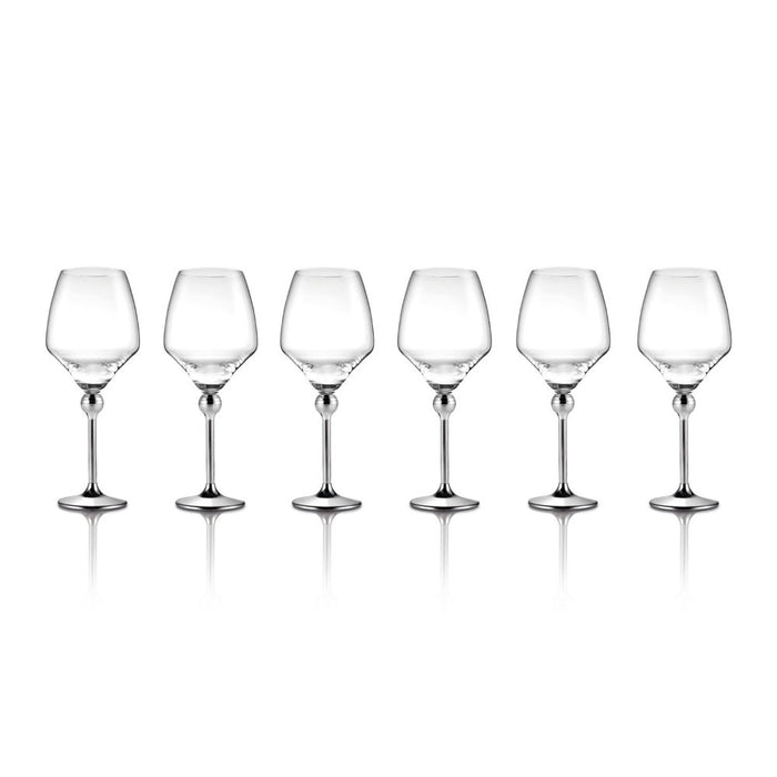 طقم أكواب كريستال مع قاعدة ستانلس ستيل - 6 قطع فاخرة من إيطاليا