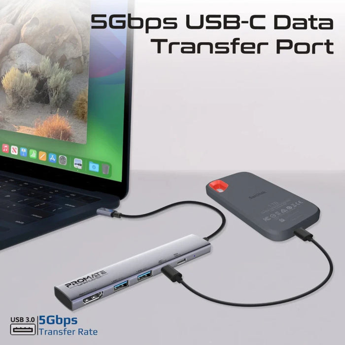 موزع USB-C متعدد الوظائف لينك هاب 5X بدقة 4K وشحن 100 واط من PROMATE